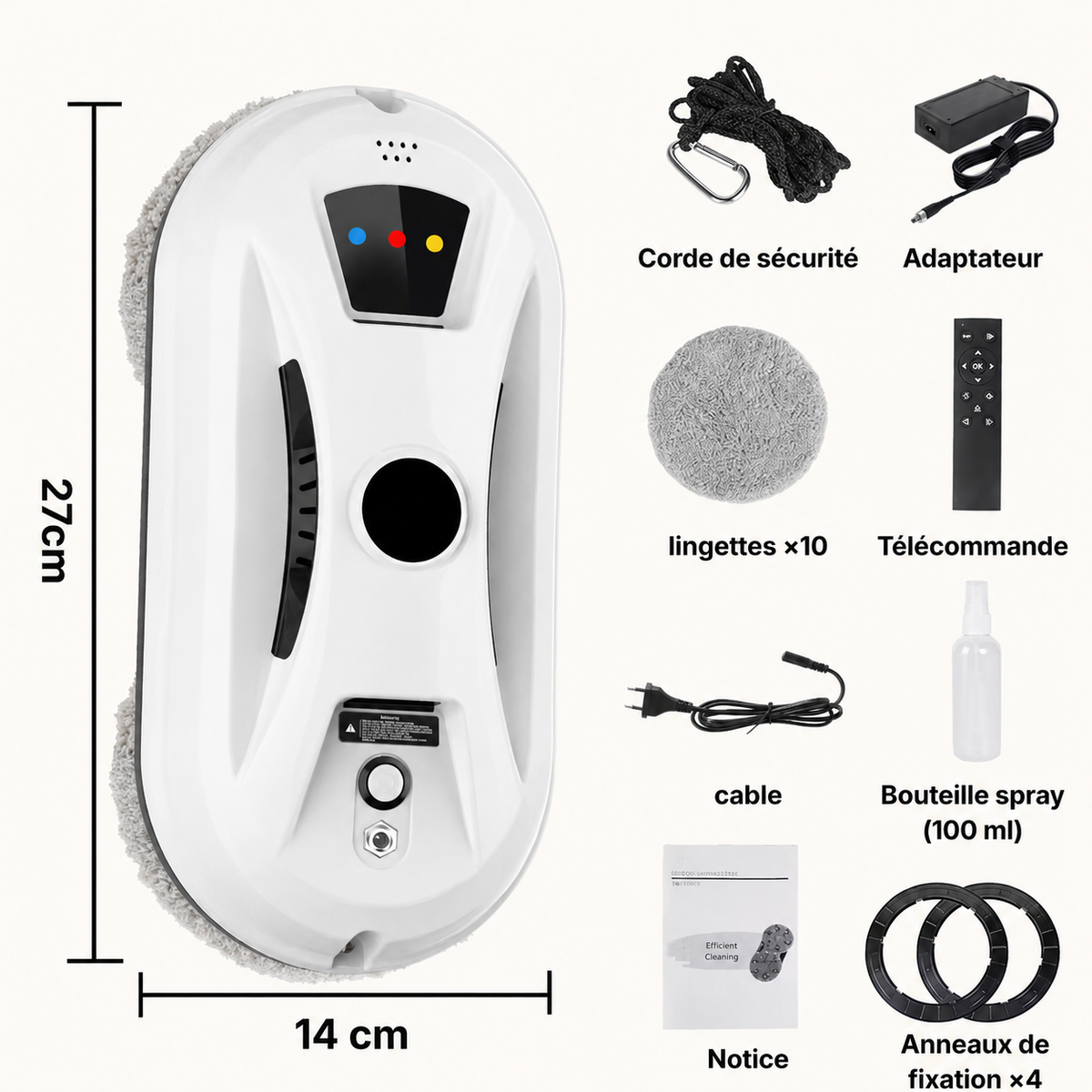 Robot Lave-Vitres Electrique avec Télécommande